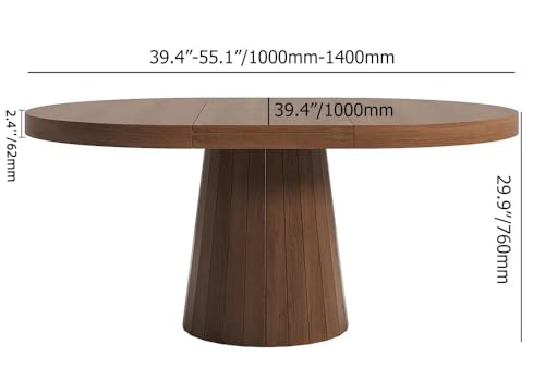 Japandi Oval Extendable Dining Table for 6 Seater (Walnut)