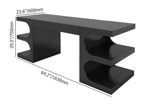 Modern Wooden Writing Desk for Executives with Drawer and Shelves